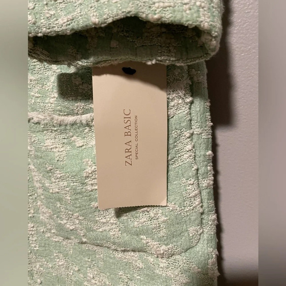 NEW Zara Basic Special Collection Tweed Green and White jacket size Medium - Picture 4 of 7